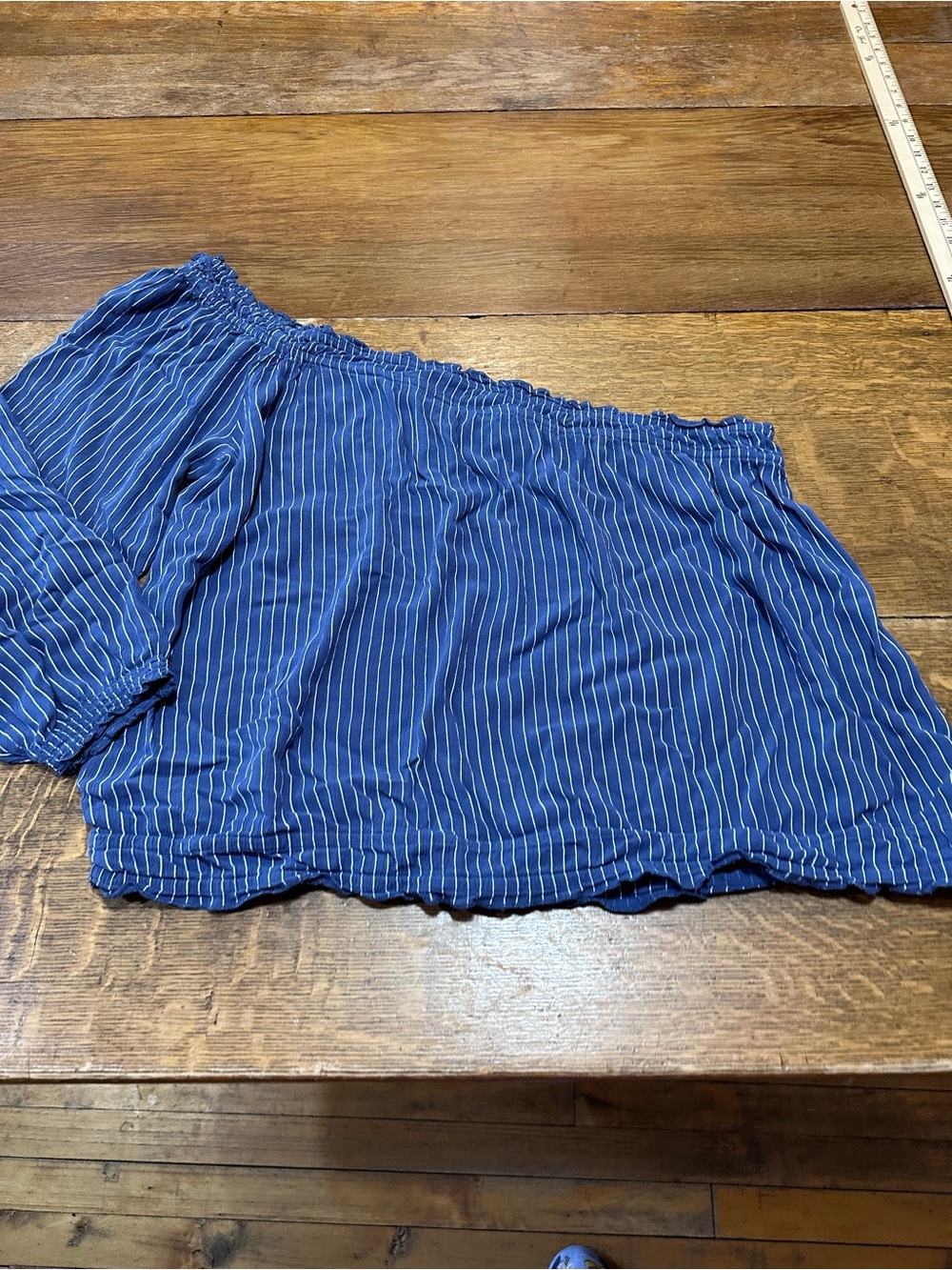 American Eagle Outfitters Blue Striped Off-Shoulder Top sz xxl